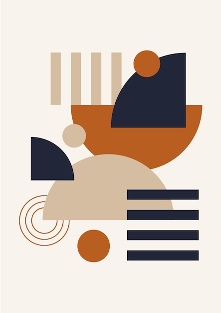 Impresión de arte de línea Boho moderno minimalista abstracto con forma geométrica
