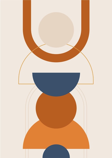 Impresión de arte de línea Boho moderno minimalista abstracto con forma geométrica