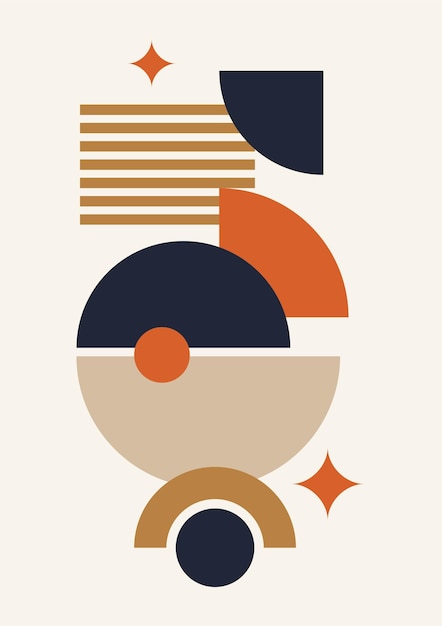 Impresión de arte de línea Boho moderno minimalista abstracto con forma geométrica