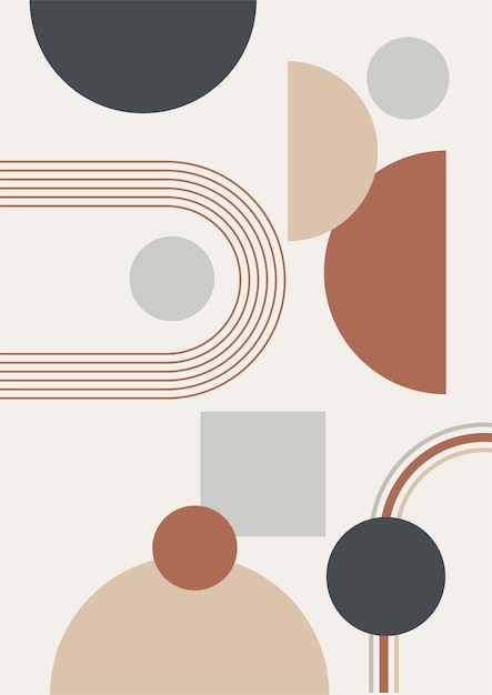 Impresión de arte de línea Boho moderno minimalista abstracto con forma geométrica