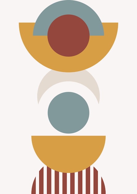 Impresión de arte de línea Boho moderno minimalista abstracto con forma geométrica