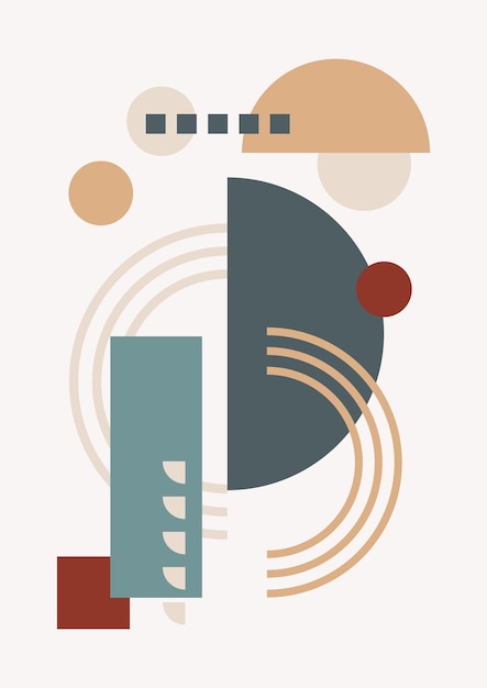 Impresión de arte de línea Boho moderno minimalista abstracto con forma geométrica