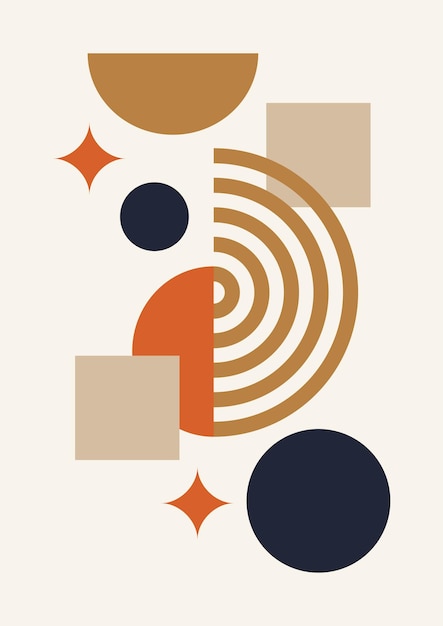 Impresión de arte de línea Boho moderno minimalista abstracto con forma geométrica