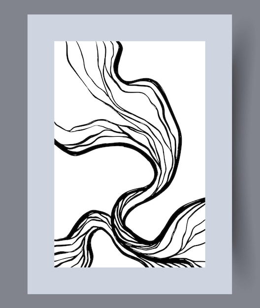 Impresión de arte de pared de humo elegante de líneas abstractas