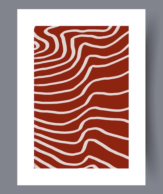 Impresión de arte de pared de rayas onduladas de líneas abstractas