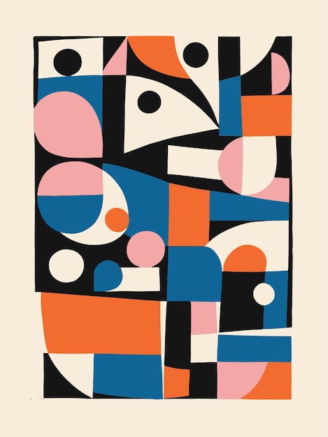 Impresión de arte vectorial geométrico moderno retro de mediados de siglo