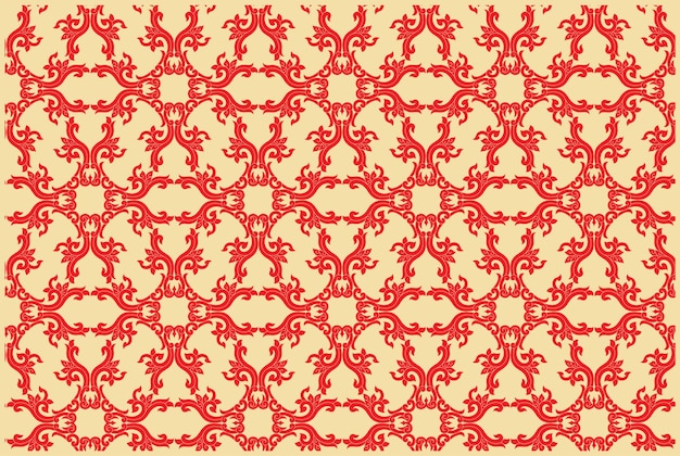 Impresión en bloques de patrón dibujado a mano sin costuras batik vector thai Impresión tradicional en bloques florales