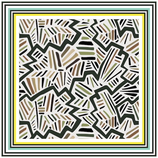 Impresión de bufanda cuadrada abstracta exótica Formato de archivo vectorial de impresión digital Colocación de colores monocromáticos
