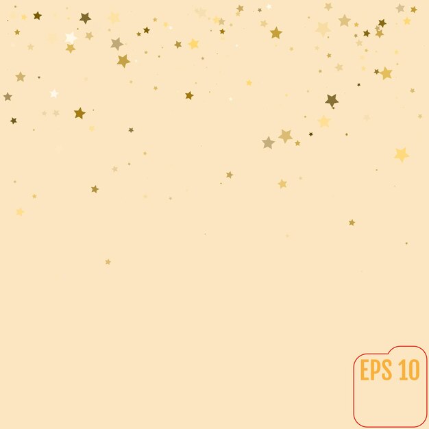 Impresión de caída de estrellas y patrón creativo moderno Fondo estrellado dorado Patrón de fondo de estrella de confeti Tarjeta de luz de estrella de oro amarillo Confeti Otoño Decoración caótica Ilustración de Verctor