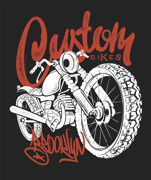 Impresión de camiseta dibujada a mano de bicicleta personalizada.