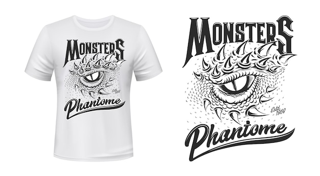 Impresión de camiseta de ojo de monstruo de dragón o dinosaurio