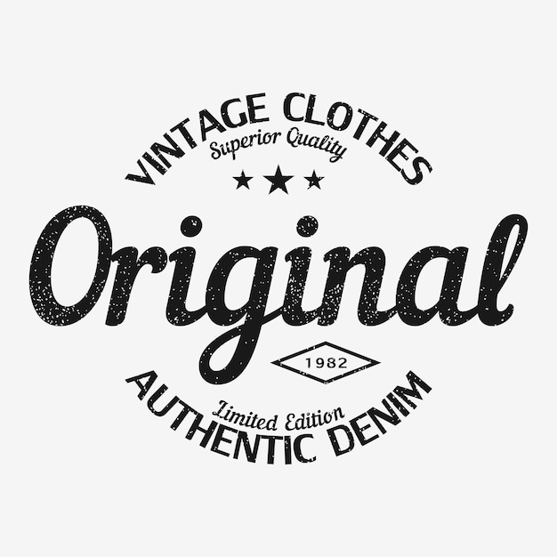 Impresión de camiseta original diseño de ropa vintage con tipografía de ropa de mezclilla auténtica grunge