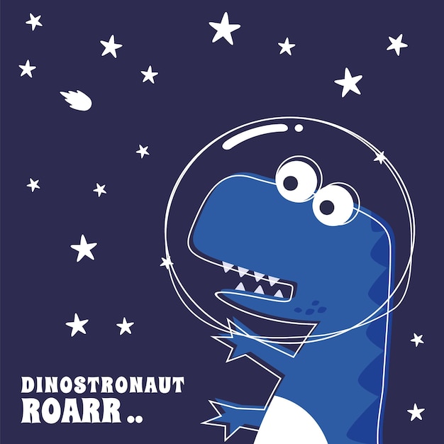 Impresión de camiseta con tema espacial de dinosaurio astronauta lindo para niños