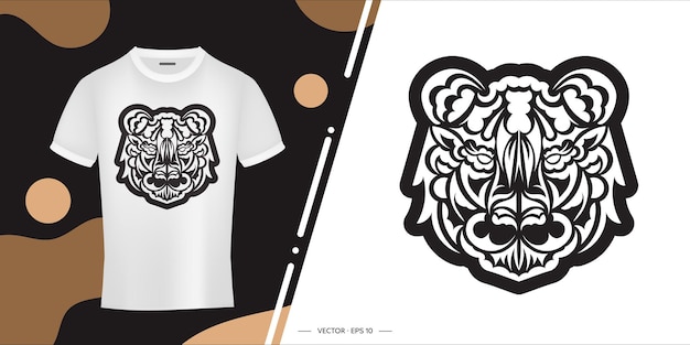 Impresión de cara de tigre samoano cara de tigre boho ilustración vectorial aislada