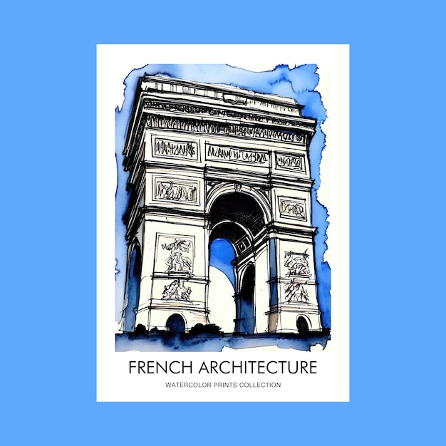Impresión del cartel del vector de la arquitectura francesa antigua