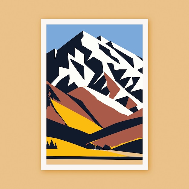 Impresión de cartel de viaje de montañas geométricas retro moderno