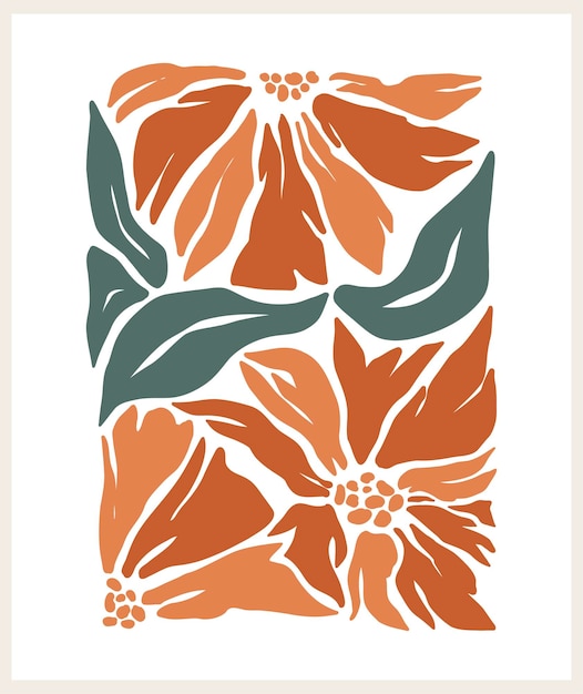 Impresión de carteles del mercado de flores Conjunto de arte de pared botánico abstracto de moda con diseño floral en colores tierra Moderno ingenuo groovy funky decoraciones interiores pinturas Vector arte ilustración