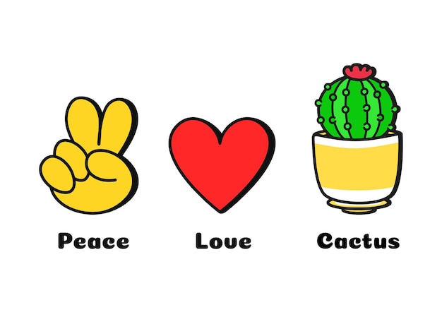 Impresión de concepto de cactus de amor de paz para camiseta