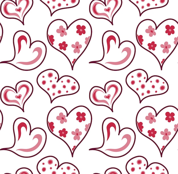 Impresión de corazón rosa brillante Patrón sin costuras en vector Día de San Valentín Día de la madre