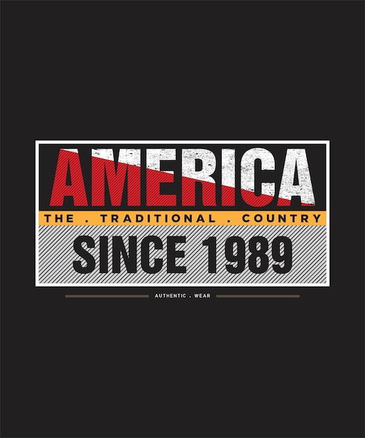 Impresión de diseño de camiseta de tipografía de América