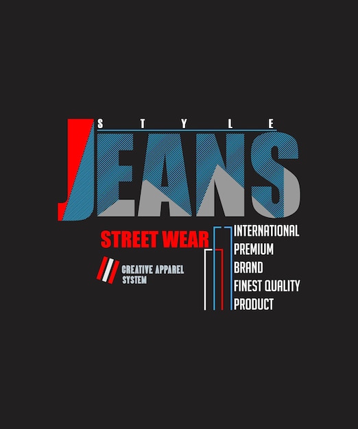 Impresión de diseño de camiseta de tipografía de jeans