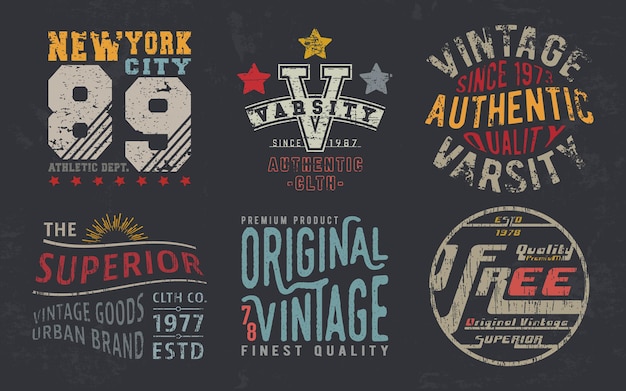 Impresión de diseño vintage para sello de camiseta, aplicación de camiseta, tipografía de moda, insignia, ropa de etiqueta, jeans y ropa informal. ilustración vectorial