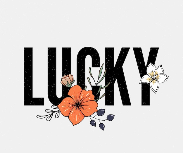 Impresión de eslogan con ilustración de flores
