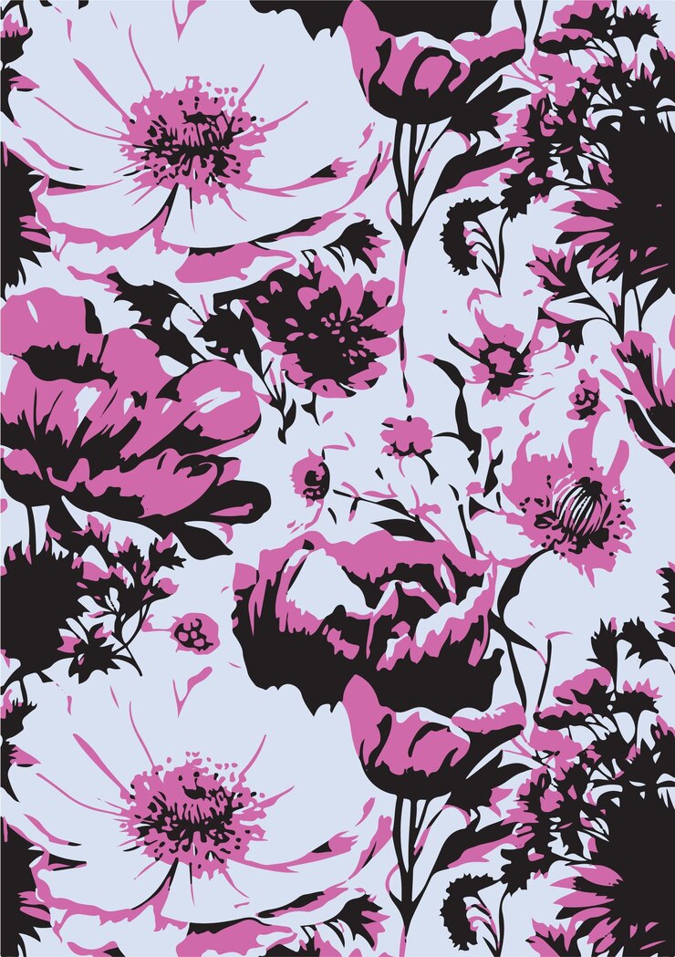 una impresión floral con flores rosas y la palabra primavera