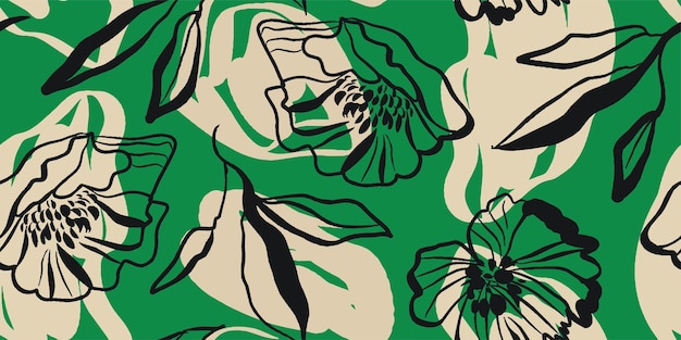 Impresión floral patrón sin costuras estilo dibujado a mano collage impresión contemporánea plantilla de moda