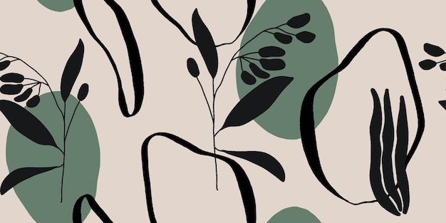 Impresión floral patrón sin costuras estilo dibujado a mano collage impresión contemporánea plantilla de moda
