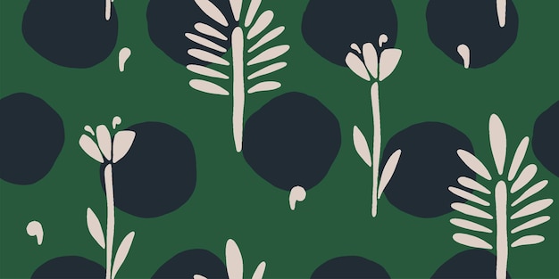Impresión floral patrón sin costuras estilo dibujado a mano collage impresión contemporánea plantilla de moda