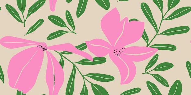 Impresión floral patrón sin costuras estilo dibujado a mano collage impresión contemporánea plantilla de moda