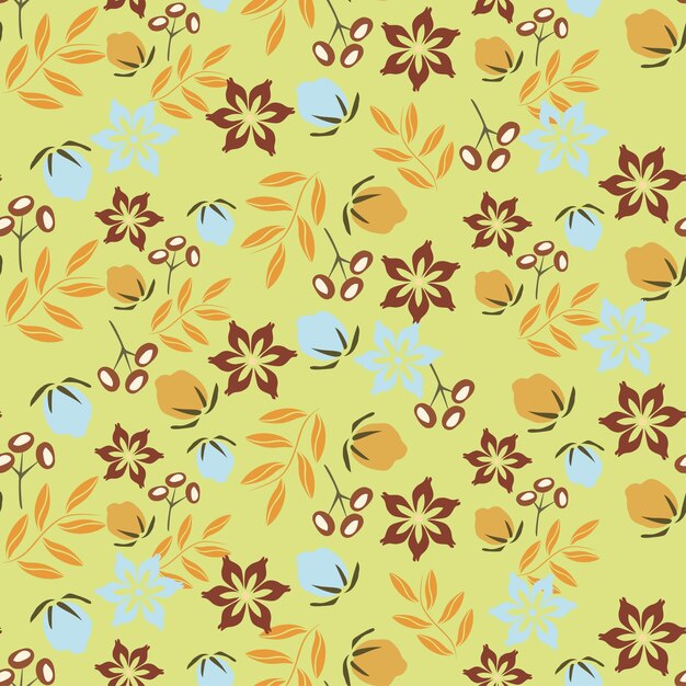Impresión floral Vector ilustración vintage flores hojas patrón de marco para fondo fondo