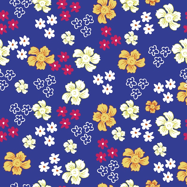 Impresión floral Vector ilustración vintage flores hojas patrón de marco para fondo fondo
