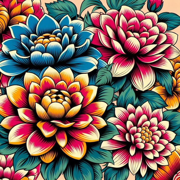 Impresión de flores Ilustración pop y arte vectorial