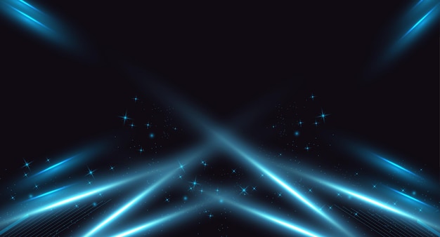 Impresión de fondo azul abstracto con estrellas y luz