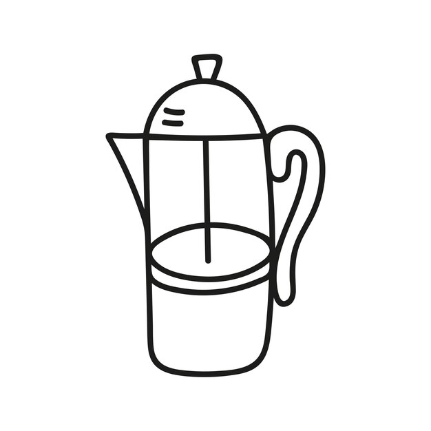 Impresión francesa dibujada a mano para té o café Instalaciones de cocina Ilustración de garabateo