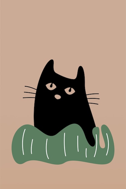 Impresión de gato, arte de pared, decoración de guardería, pintura en lienzo de gato Neutral minimalista, decoración moderna para habitación, póster, decoración artística de pared de gato bohemio