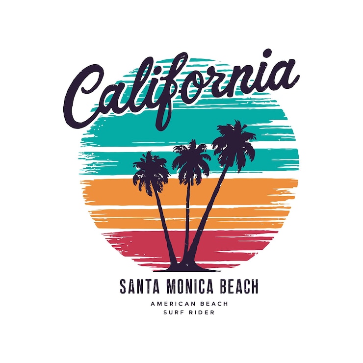 Vector impresión gráfica de diseño de camiseta vectorial de surf de playa de verano