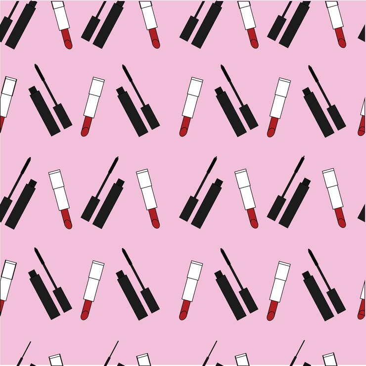Vector impresión de lápiz labial y rímel lápiz labial rojo