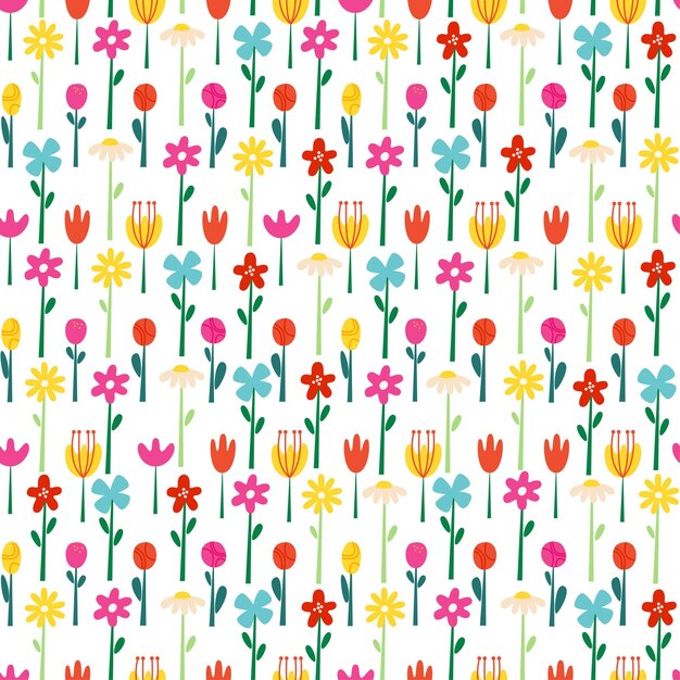 Impresión linda de flores brillantes mínimas simples para el diseño decorativo. Patrón sin costuras de tela vectorial. Temporada de primavera.