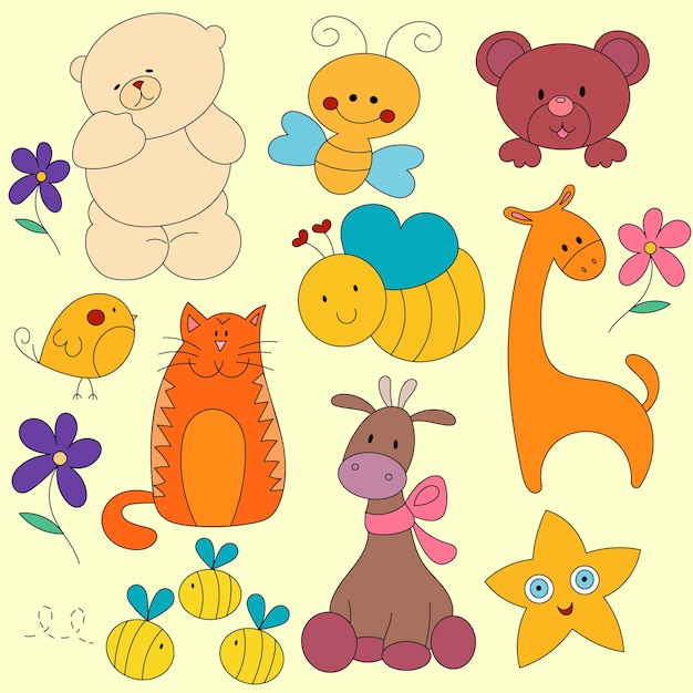 Impresión linda para niños con animales
