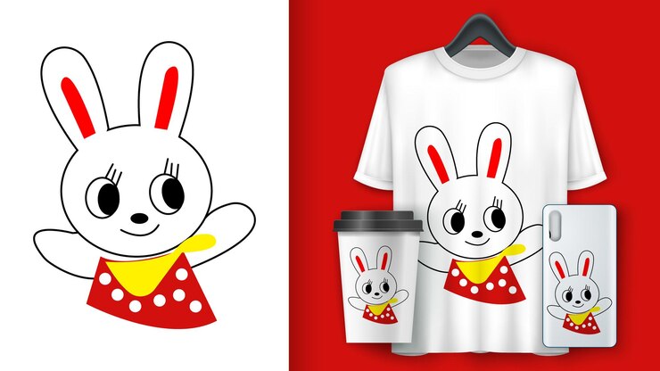 Vector impresión del logotipo de la camiseta de la cara de conejo
