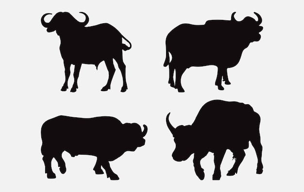 Impresión Majestic Buffalo Silueta Vector Diseño de alta calidad premium