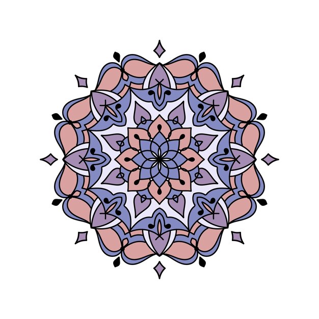 Impresión de mandala colorido para libro de colorear para adultos Adorno floral redondo decorativo Ilustración vectorial