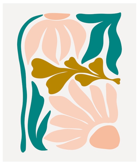 Impresión de mercado de flores Ilustración vectorial floral abstracta Plantilla de concepto de cartel del mercado de flores perfecta para postales arte de pared pancarta, etc. Diseño botánico retro de los años 70 80 90