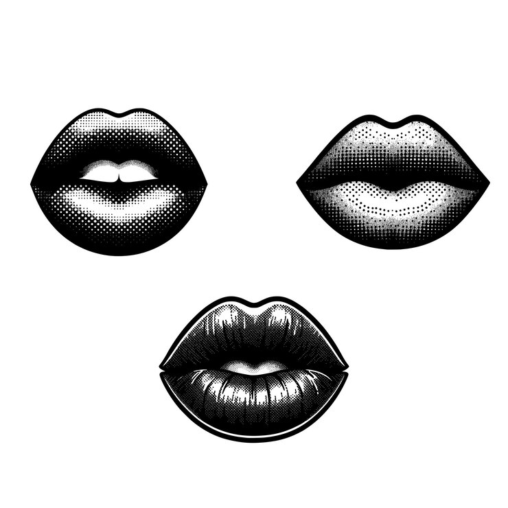 Impresión en negrita de labios aislados en fondo blanco Vector de alta calidad para diseño y marca
