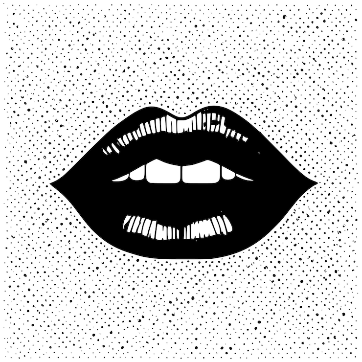 Impresión en negrita de labios aislados en fondo blanco Vector de alta calidad para diseño y marca