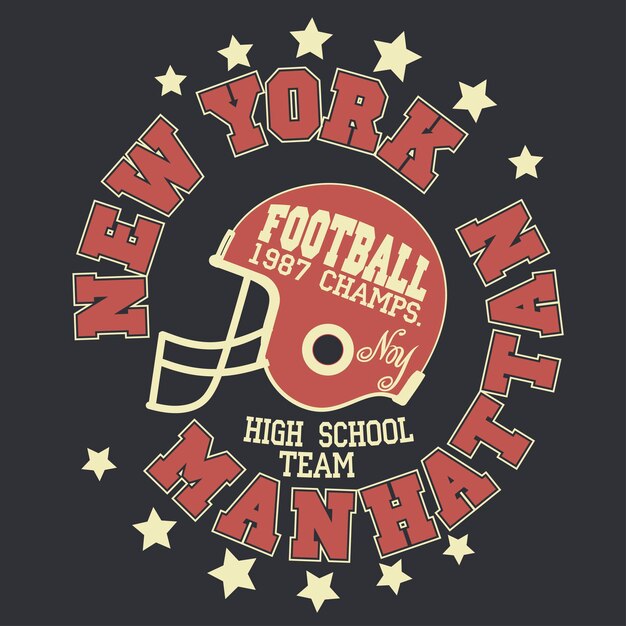 Impresión de nueva york, emblema de tipografía de manhattan sport, gráficos de sellos de camisetas, estampado de camisetas, diseño de ropa deportiva. vector