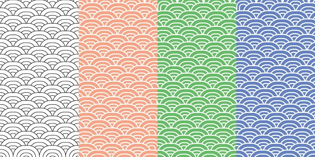 Impresión de ondas retro sin costuras en 4 colores.